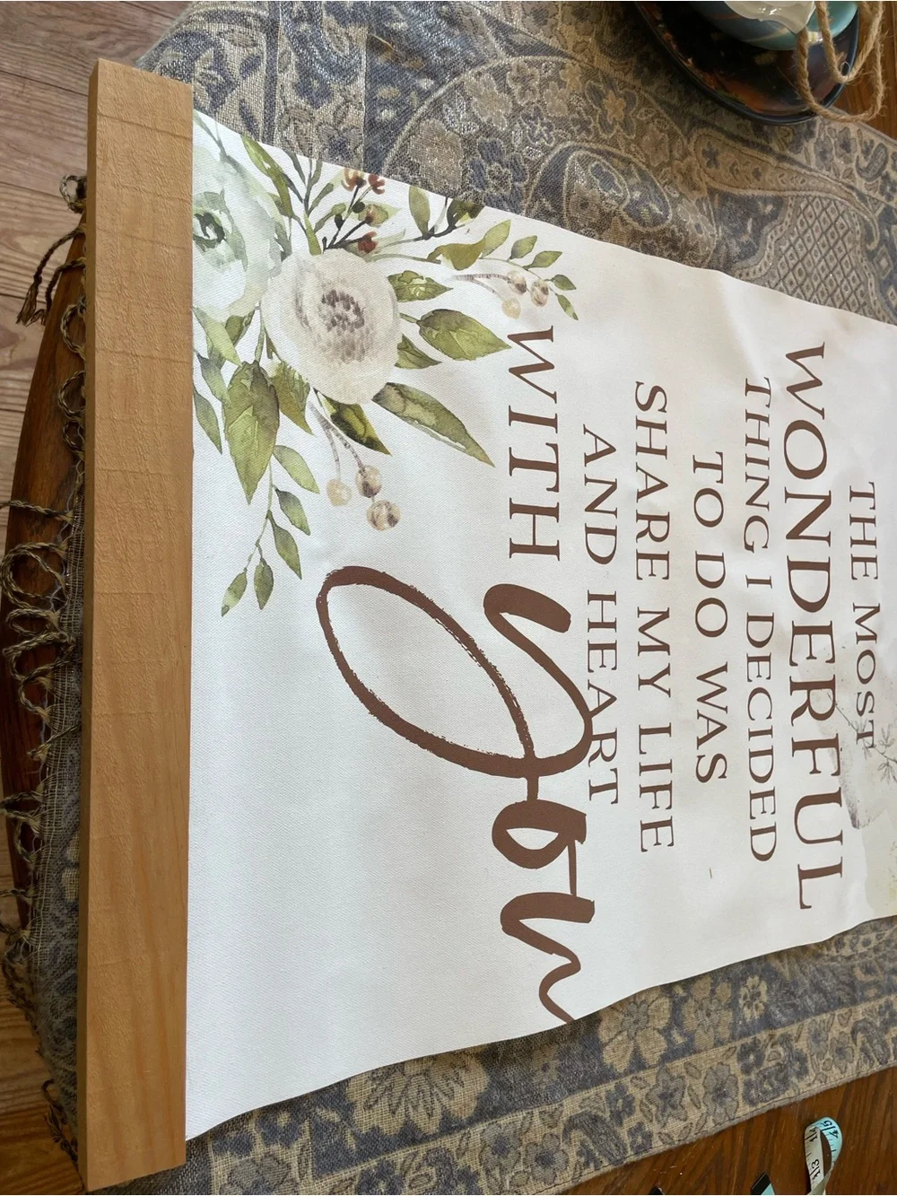 Romantic Wall Hanging Sign in Brown and Green